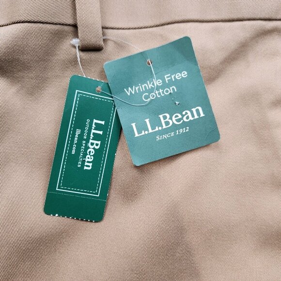 Mens LL Bean Dress Chino size 42 (42x30) Tan Flat Front Pants - Picture 10 of 14